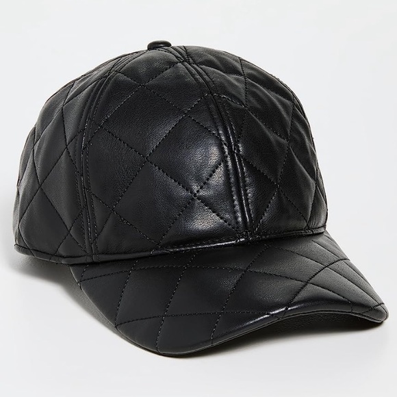 STAND STUDIO Black Faux Leather Quilted Cap - Picture 2 of 16